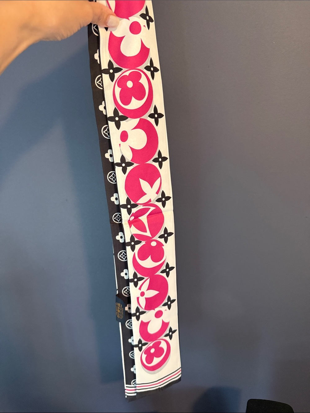 Fashion Pink, Black & White Monogram Twilly